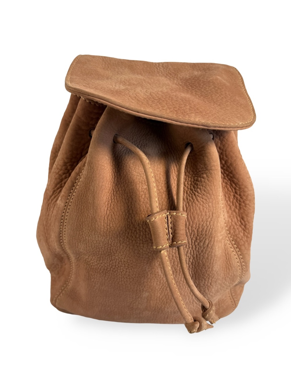 Coach Pebbled Leather Drawstring Backpack in Pinkish/Tan